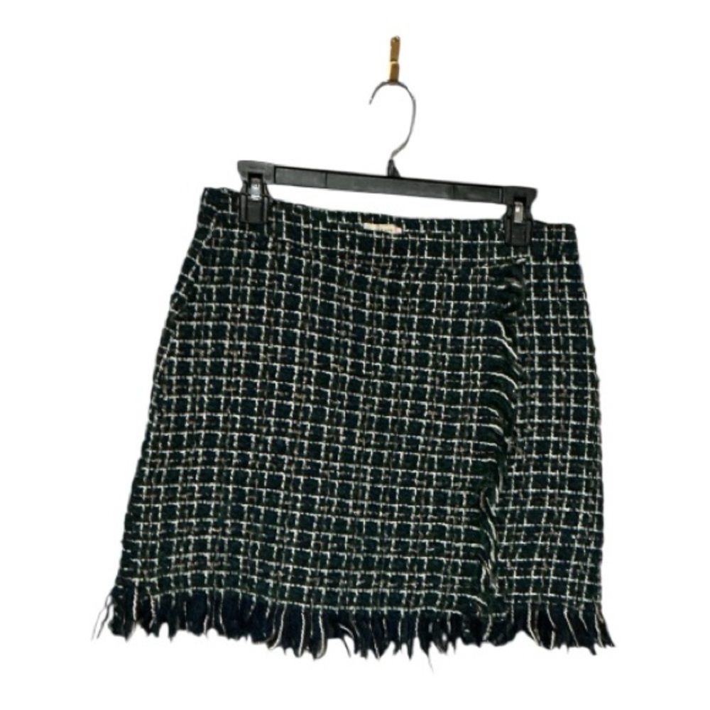 Le Lis Black and Green Tweed Mini Skirt